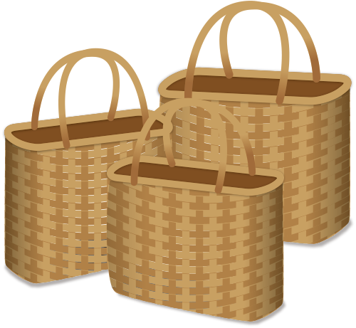 竹で作ったかごの画像