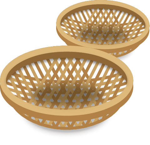 竹で作ったザルの画像